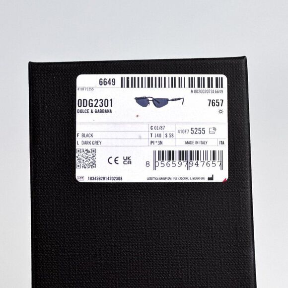 NEW D&G DG2301 01/87 Essentials Black Grey Rimless Rectangle Women Sunglasses - Picture 11 of 11